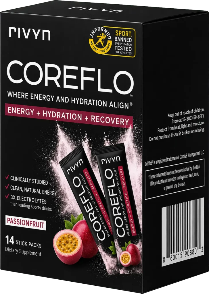 CoreFlo, Rivyn, electrolyte powder, electrolyte drink mix, electrolytes without caffeine